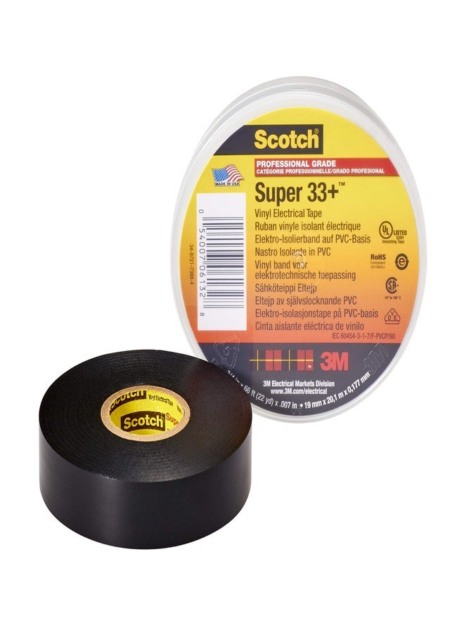 Scotch 3M Super33+ Vinyl Electrical Tape (Black, 3/4 Inch x 66 Inch) - Image 1